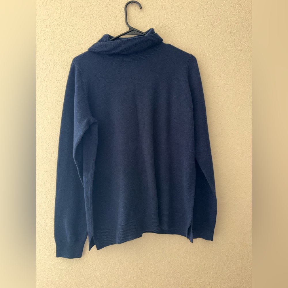 Orvis Women's Navy Cashmere Cowl Neck Sweater